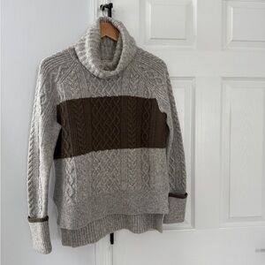 Madewell Gray Cable Knit Turtleneck Sweater CityBlock